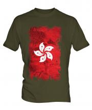 Hong Kong Grunge Flag Mens T-Shirt
