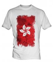 Hong Kong Grunge Flag Mens T-Shirt