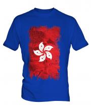 Hong Kong Grunge Flag Mens T-Shirt