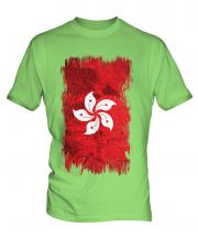 Hong Kong Grunge Flag Mens T-Shirt