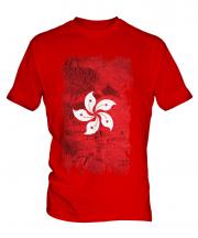 Hong Kong Grunge Flag Mens T-Shirt