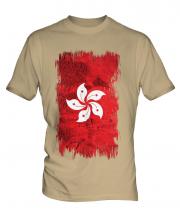 Hong Kong Grunge Flag Mens T-Shirt
