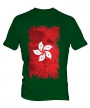 Hong Kong Grunge Flag Mens T-Shirt
