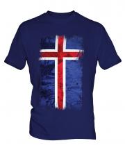 Iceland Grunge Flag Mens T-Shirt