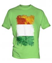 Ivory Coast Grunge Flag Mens T-Shirt