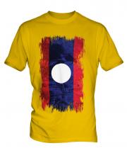 Laos Grunge Flag Mens T-Shirt