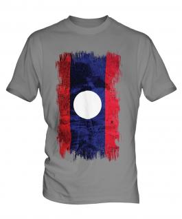 Laos Grunge Flag Mens T-Shirt