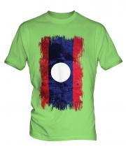 Laos Grunge Flag Mens T-Shirt