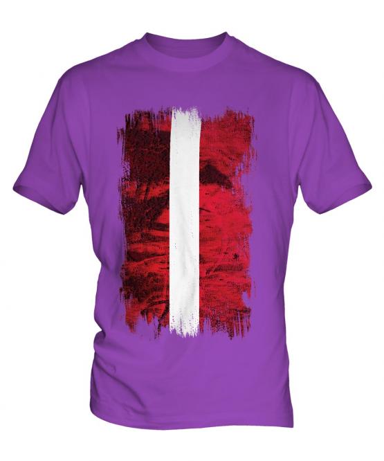 Latvia Grunge Flag Mens T-Shirt
