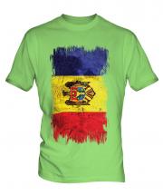 Moldova Grunge Flag Mens T-Shirt