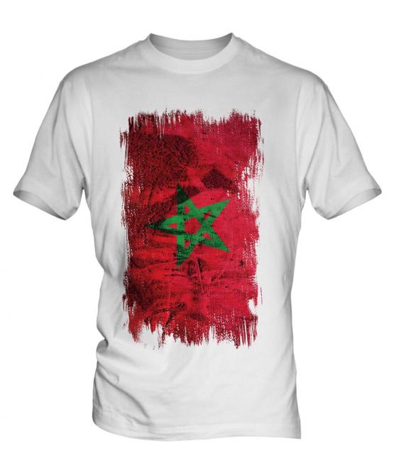 Morocco Grunge Flag Mens T-Shirt