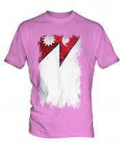 Nepal Grunge Flag Mens T-Shirt