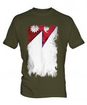Nepal Grunge Flag Mens T-Shirt