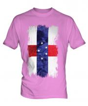 Netherlands Antilles Grunge Flag Mens T-Shirt