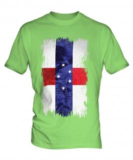 Netherlands Antilles Grunge Flag Mens T-Shirt