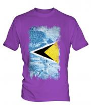 Saint Lucia Grunge Flag Mens T-Shirt
