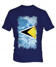 Saint Lucia Grunge Flag Mens T-Shirt