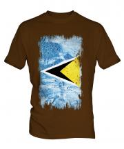 Saint Lucia Grunge Flag Mens T-Shirt