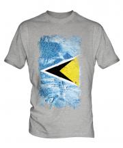 Saint Lucia Grunge Flag Mens T-Shirt