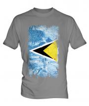 Saint Lucia Grunge Flag Mens T-Shirt