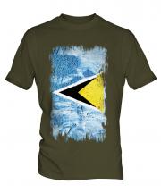 Saint Lucia Grunge Flag Mens T-Shirt