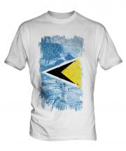 Saint Lucia Grunge Flag Mens T-Shirt