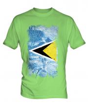 Saint Lucia Grunge Flag Mens T-Shirt