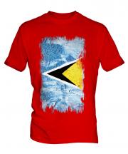 Saint Lucia Grunge Flag Mens T-Shirt