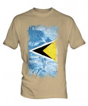 Saint Lucia Grunge Flag Mens T-Shirt