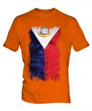 Saint Martin Grunge Flag Mens T-Shirt