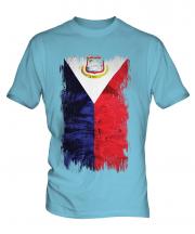 Saint Martin Grunge Flag Mens T-Shirt
