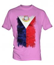 Saint Martin Grunge Flag Mens T-Shirt