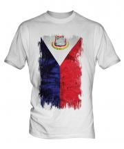 Saint Martin Grunge Flag Mens T-Shirt