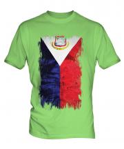 Saint Martin Grunge Flag Mens T-Shirt