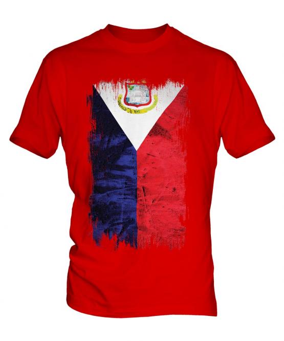 Saint Martin Grunge Flag Mens T-Shirt