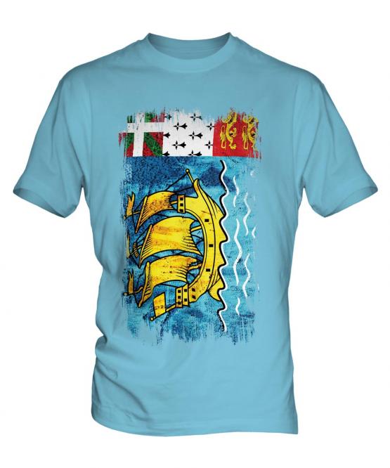 Saint Pierre And Miquelon Grunge Flag Mens T-Shirt