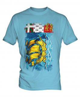 Saint Pierre And Miquelon Grunge Flag Mens T-Shirt