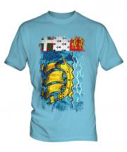 Saint Pierre And Miquelon Grunge Flag Mens T-Shirt
