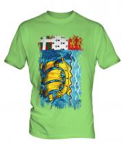 Saint Pierre And Miquelon Grunge Flag Mens T-Shirt
