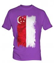 Singapore Grunge Flag Mens T-Shirt