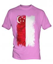 Singapore Grunge Flag Mens T-Shirt