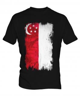 Singapore Grunge Flag Mens T-Shirt