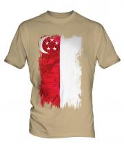 Singapore Grunge Flag Mens T-Shirt