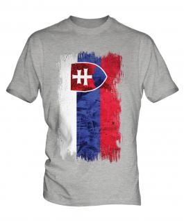 Slovakia Grunge Flag Mens T-Shirt