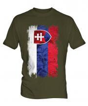 Slovakia Grunge Flag Mens T-Shirt