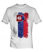 Slovakia Grunge Flag Mens T-Shirt