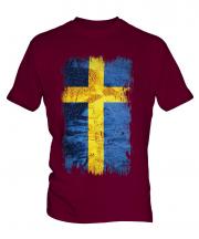 Sweden Grunge Flag Mens T-Shirt