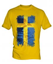Sweden Grunge Flag Mens T-Shirt