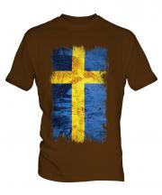 Sweden Grunge Flag Mens T-Shirt