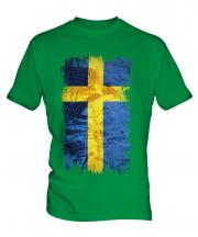 Sweden Grunge Flag Mens T-Shirt